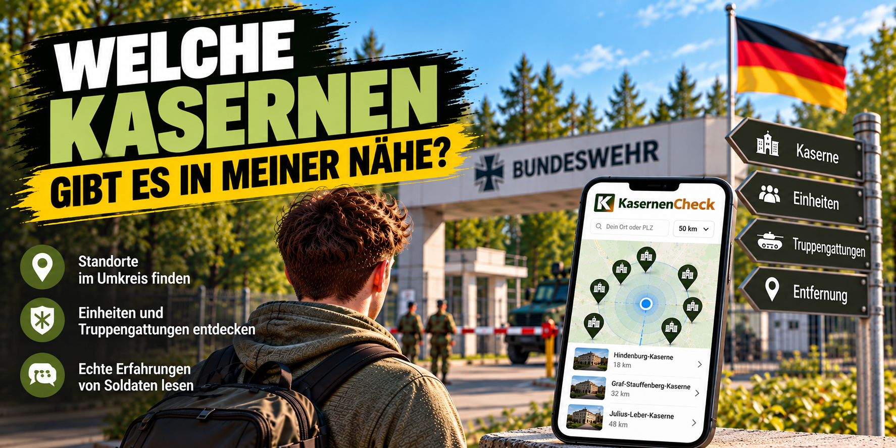 Welche Kaserne ist in der Nähe? So findest du deinen Wunschstandort als Soldat.